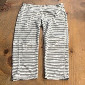 Athleta Light Gray Striped Capri Leggings